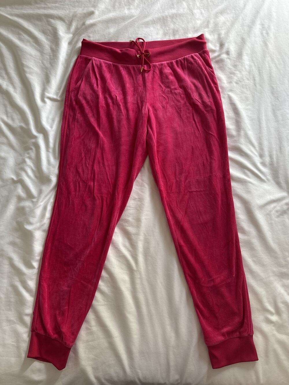 Juicy Couture Velour Pants Joggers Pink Women's Large Y2K Athleisure